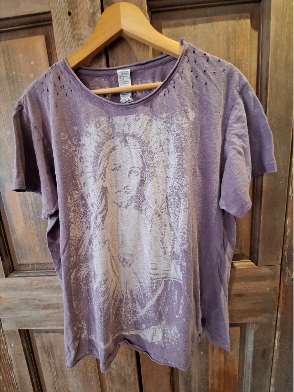 Magnolia Pearl deep lavendar colored Jesus T shirt, Great Cond., Sold Out!